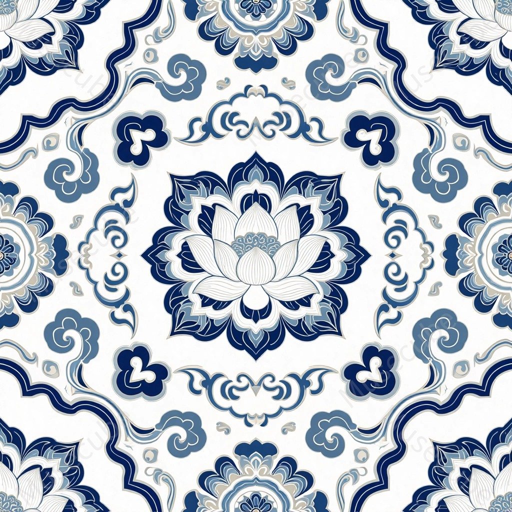 Blue & White Lotus Medallion
